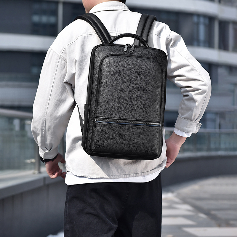 Leather Work Backpack - Pu Lederen Heren Rugzak Usb Opladen