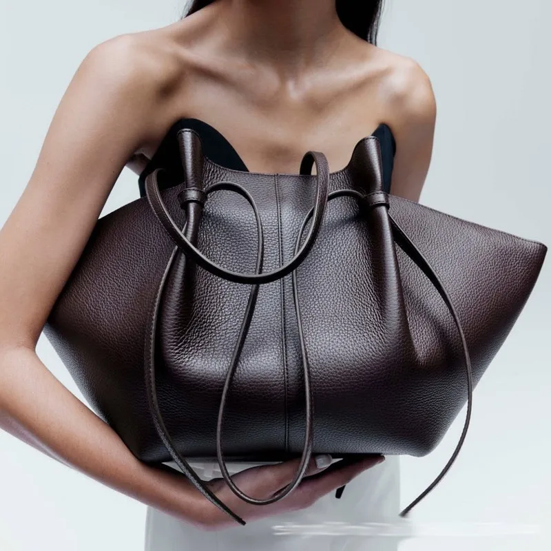 Leather Work Handbags For Women - Dames leren schoudertas Dumpling Purse Hobo