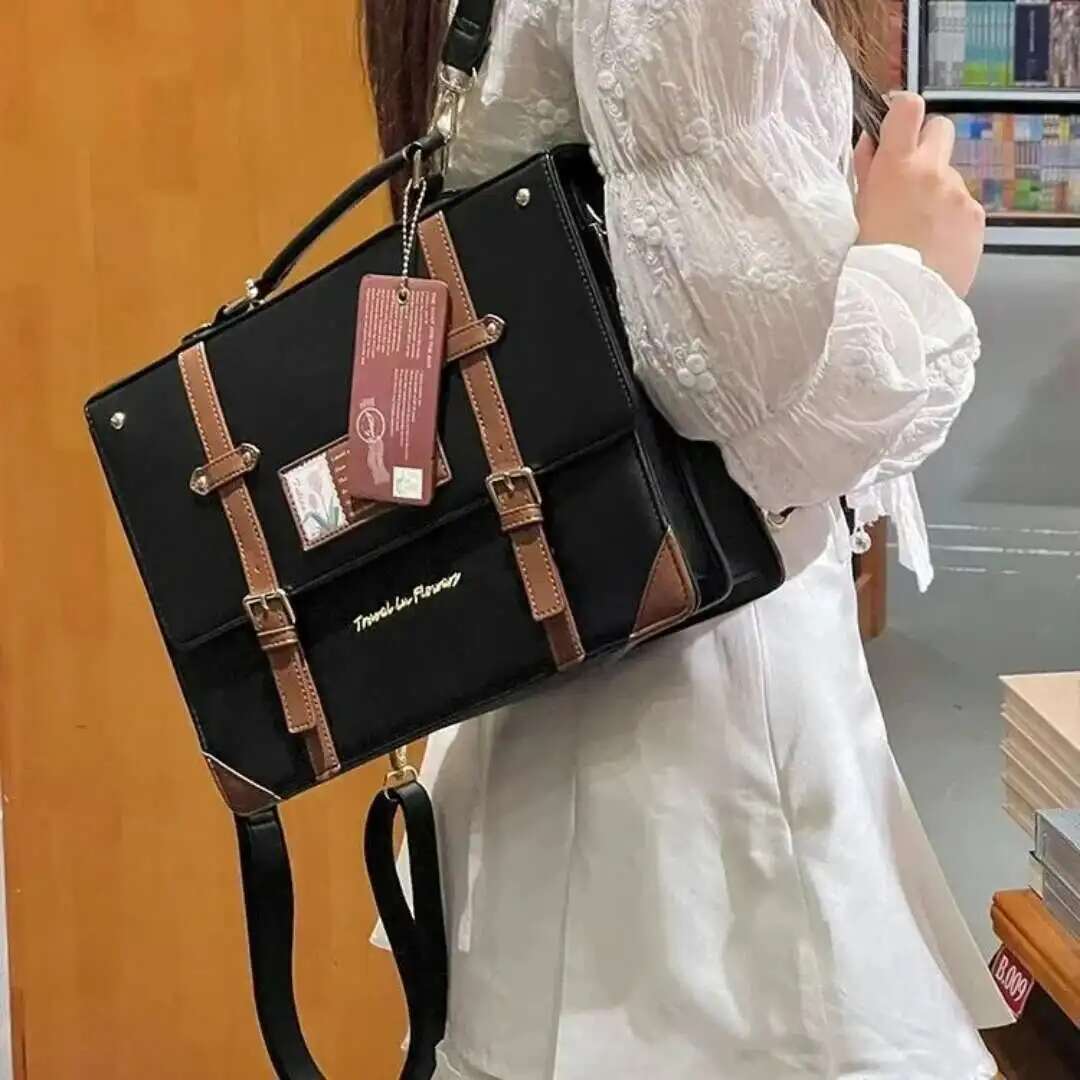 Leather Work Backpack - Y2K Preppy Stijl Ita Rugzak Met