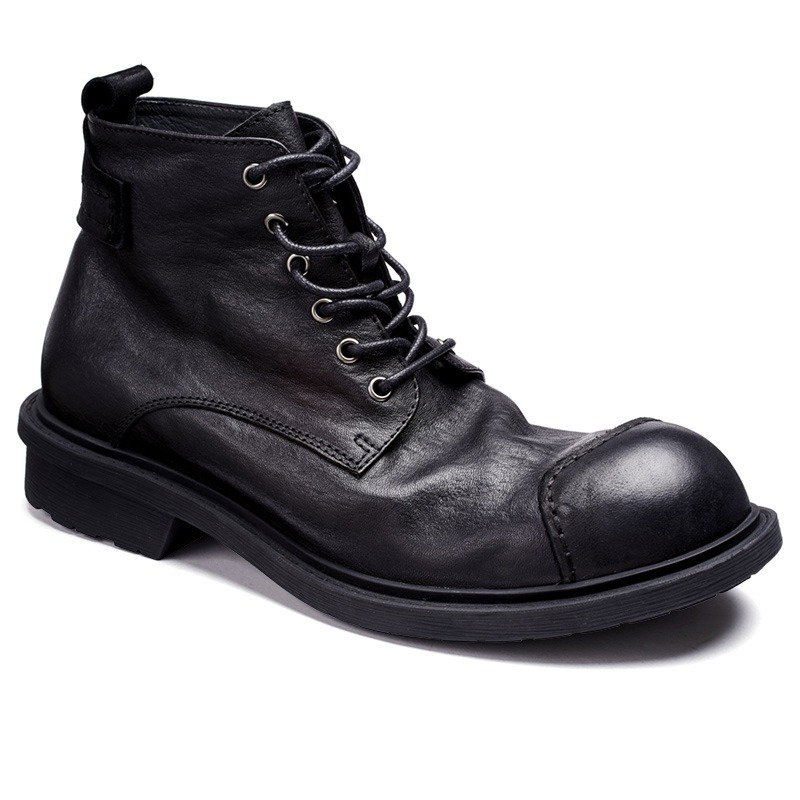 Leather Work Oxfords - Grootkoppige heren retro werklaarzen Mode Lace