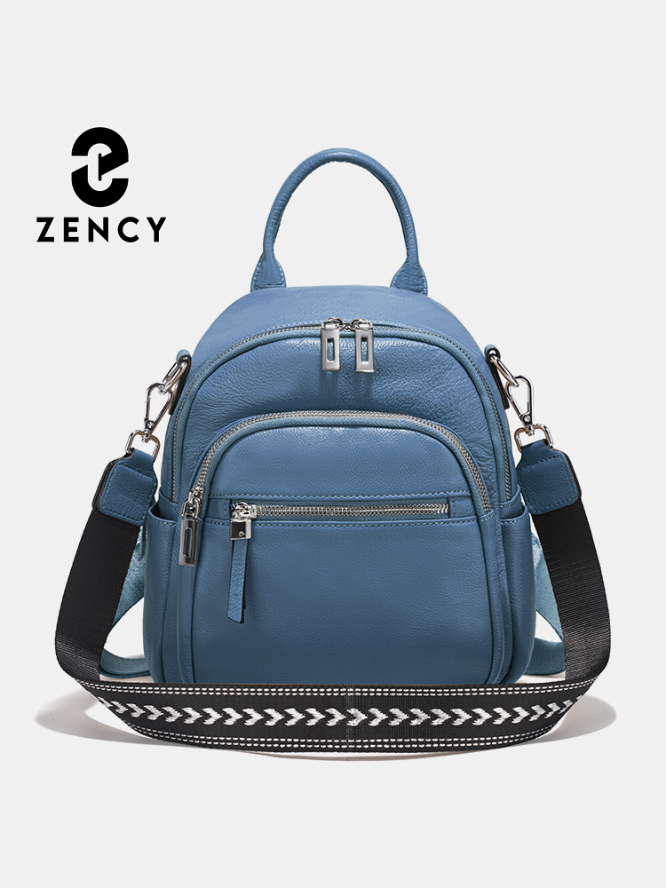 Leather Work Bag Women - Zency lederen kleine rugzak knapzak multi-pocket