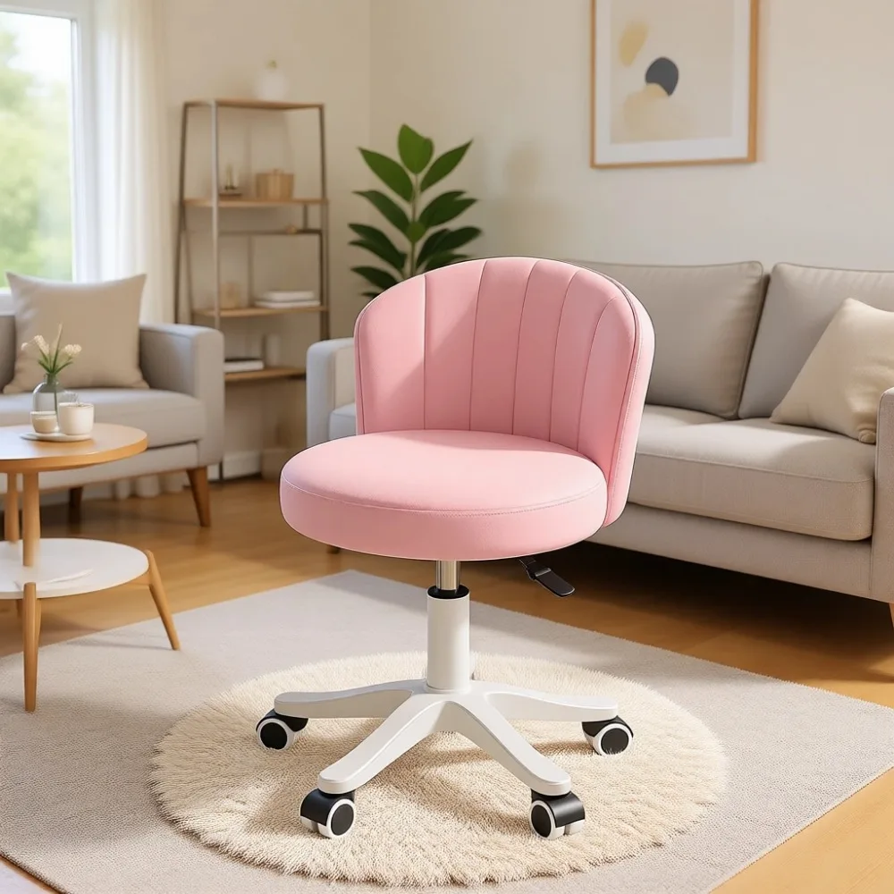 Leatherwork Desk - Ronde, rolbare bureaustoel zonder armleuningen, comfortabele