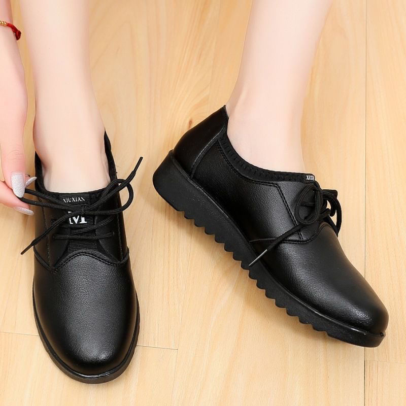 Effen zwarte Oxford schoenen v - Leather Work Oxfords recensie en prijs