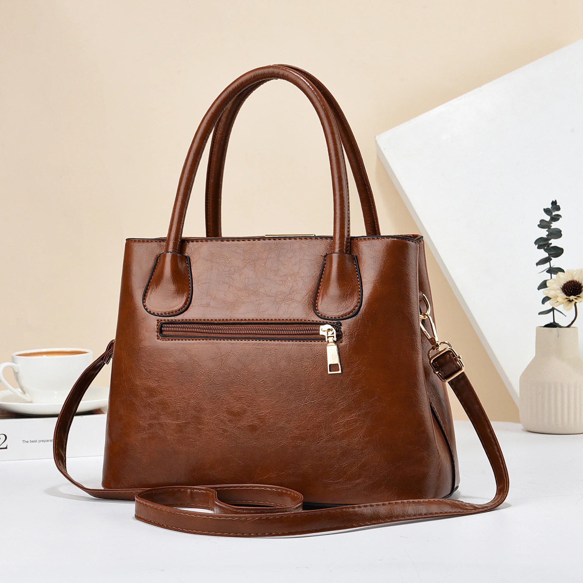 Retro Effen Kleur Handtassen V - Leather Work Handbags For Women recensie en prijs