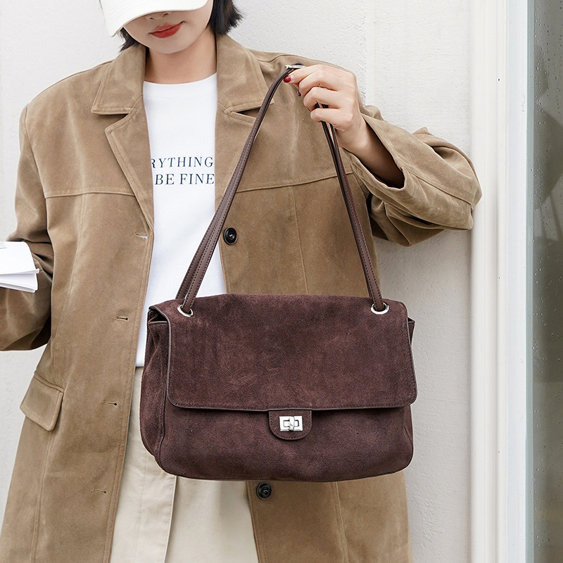 Echte suède leren schoudertas  - Leather Work Bag Women recensie en prijs